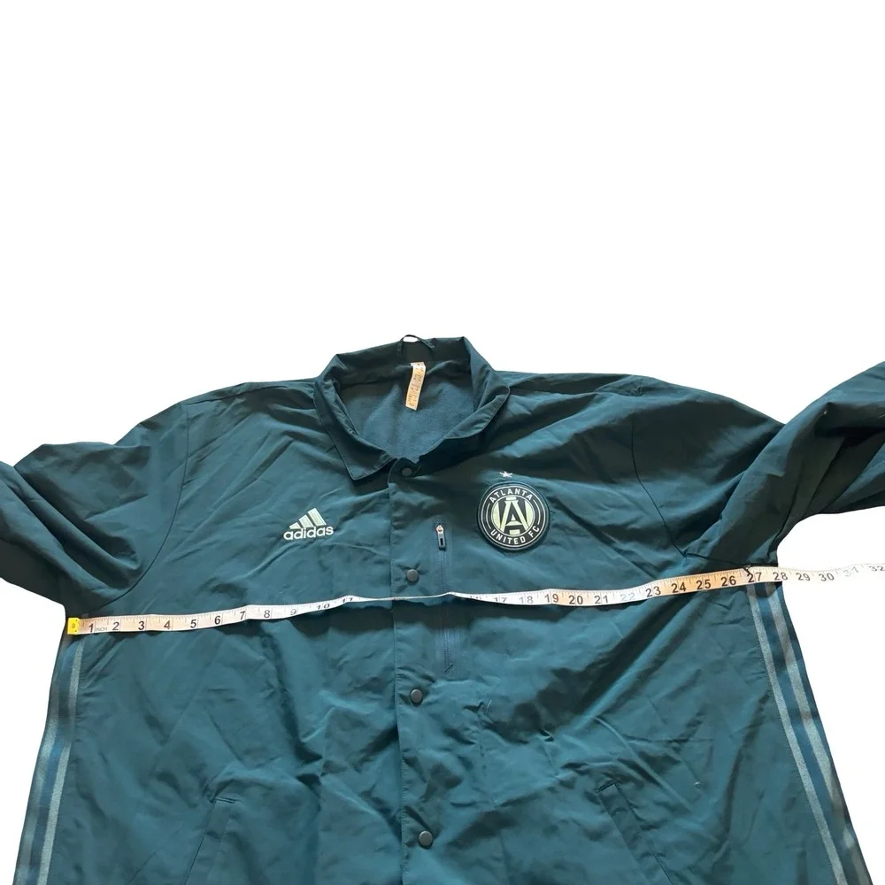 Adidas‎ Atlanta United FC Mens 2XL Teal Green Fleece Lined Snap Coach Jacket